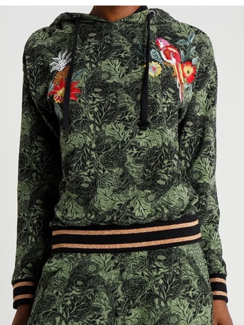 WHIMSICAL GOTH FOREST CORE DESIGUAL KLIMT TROPICAL PARROT EMBROIDERY HOODIE